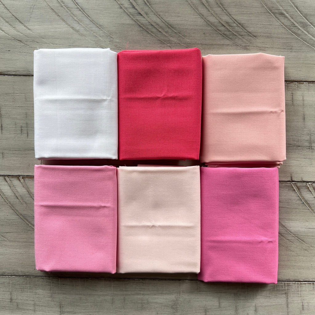 Pink Ombre: Kona Solids 6 FQ Bundle